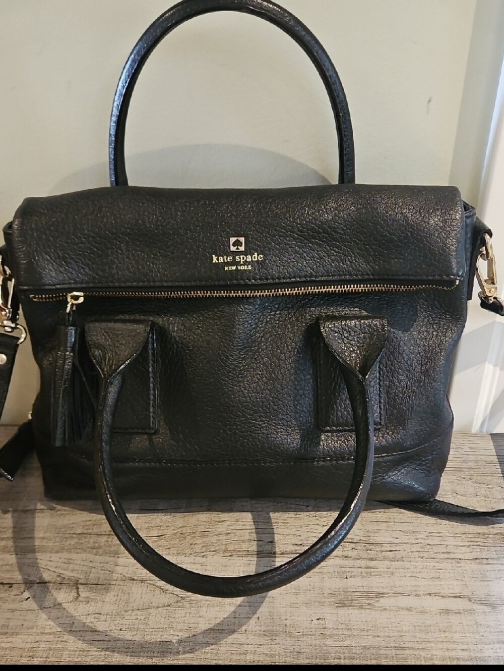Kate Spade Southport Avenue Carmen pebbled leather convertible satchet w Tassel